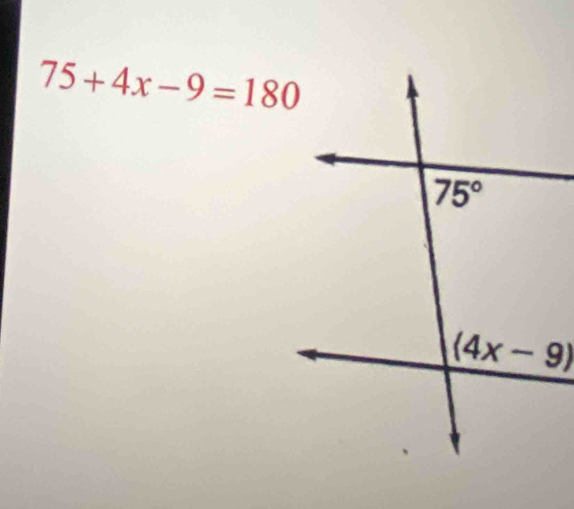 75+4x-9=180