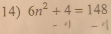 6n^2+4=148