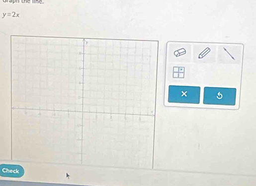 Graph the line.
y=2x
× 
Check