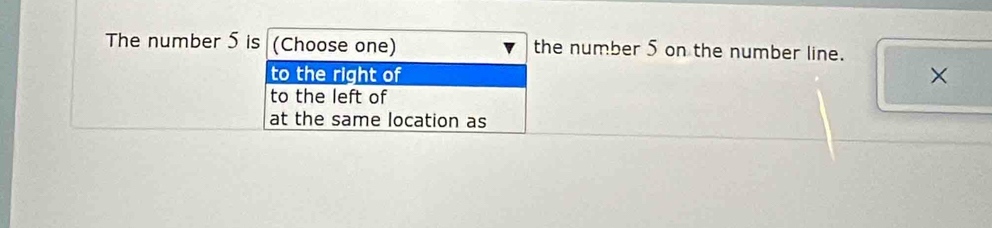 The number 5 he number 5 on the number line. 
×