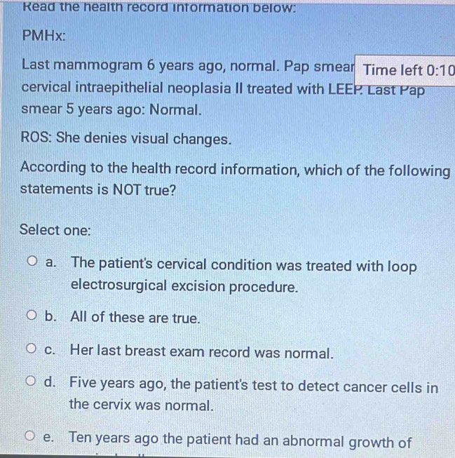 Solved: Read the health record information below: PMHx: Last mammogram ...