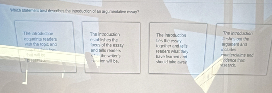 Solved: Which statement best describes the introduction of an ...