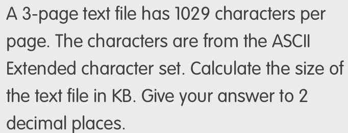 Solved: A 3 -page text file has 1029 characters per page. The ...