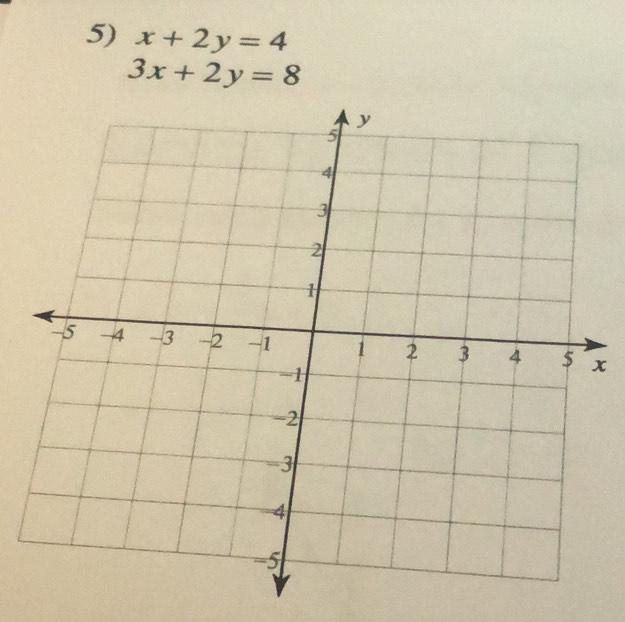 x+2y=4
3x+2y=8
x