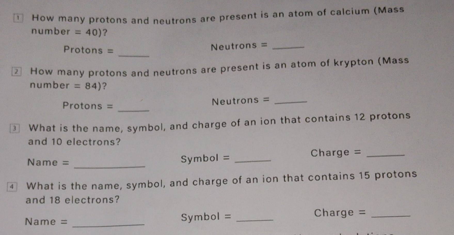 Solved: How many protons and neutrons are present is an atom of calcium ...