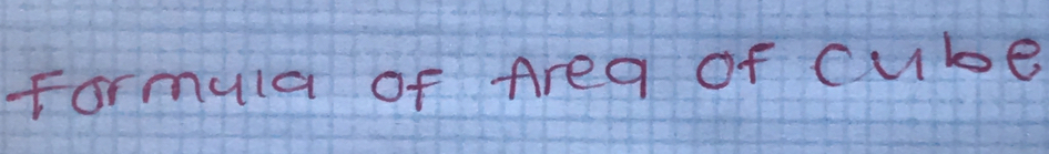 Formula of Area of cube