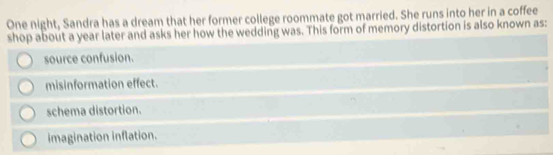 Solved: One night, Sandra has a dream that her former college roommate ...