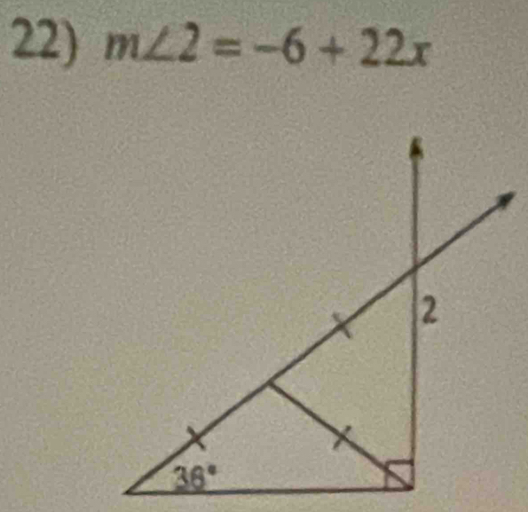 m∠ 2=-6+22x