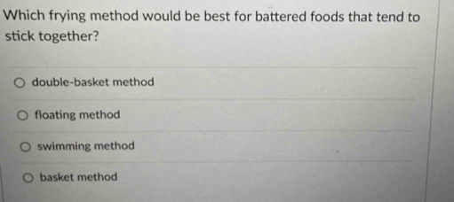 Solved: Which frying method would be best for battered foods that tend ...