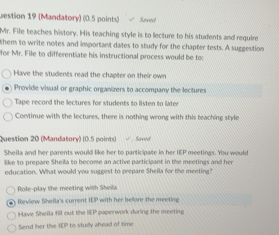 Solved: destion 19 (Mandatory) (0.5 points) Saved Mr. File teaches ...