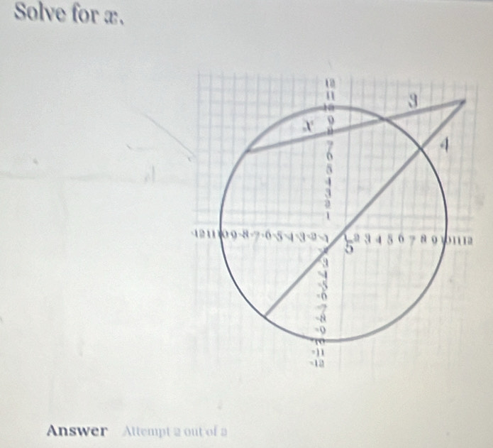 Solve for x. 
Answer Attempt a out of a