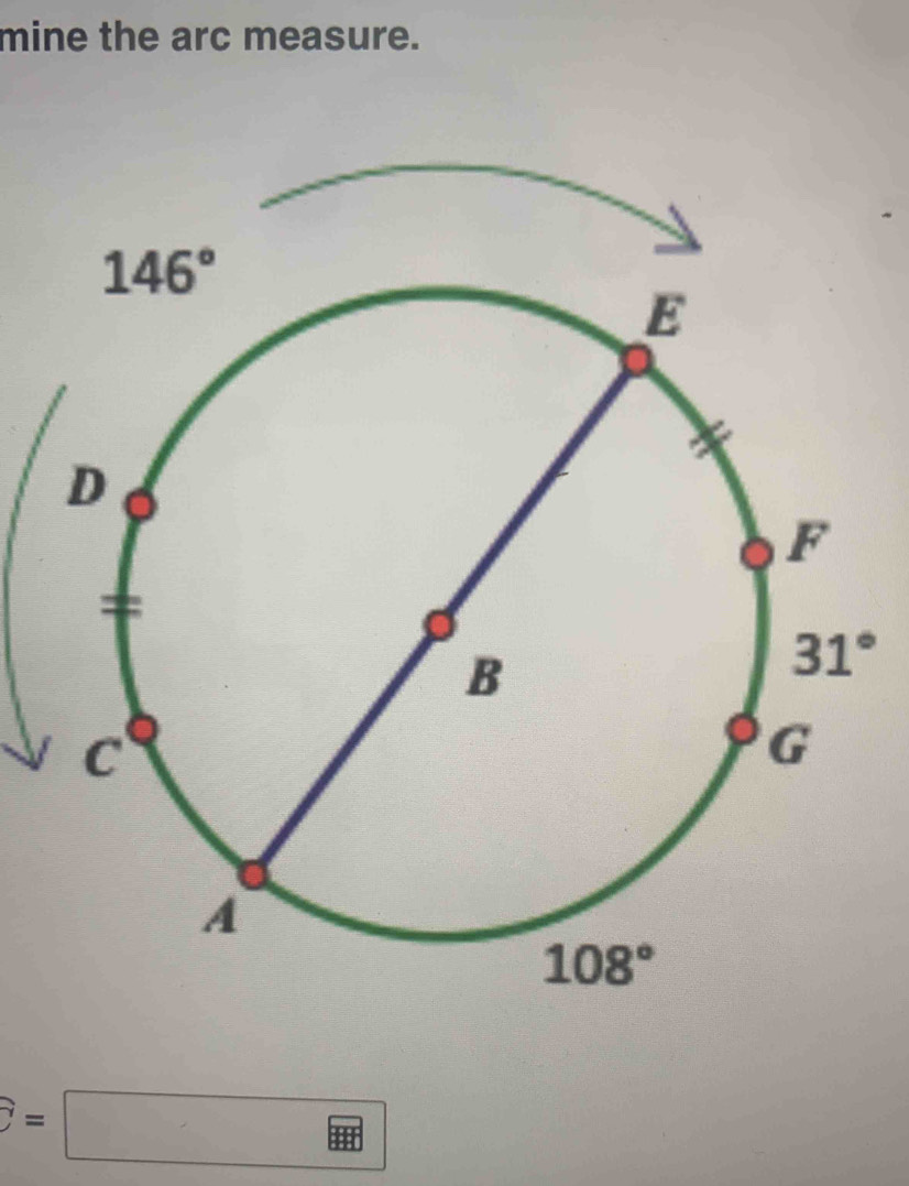 mine the arc measure.
□ =□