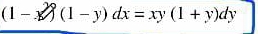 (1-y)(1-y)dx=xy(1+y)dy