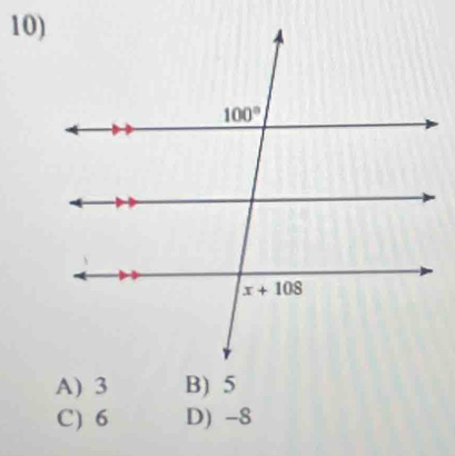 A) 3 B) 5
C) 6 D) -8