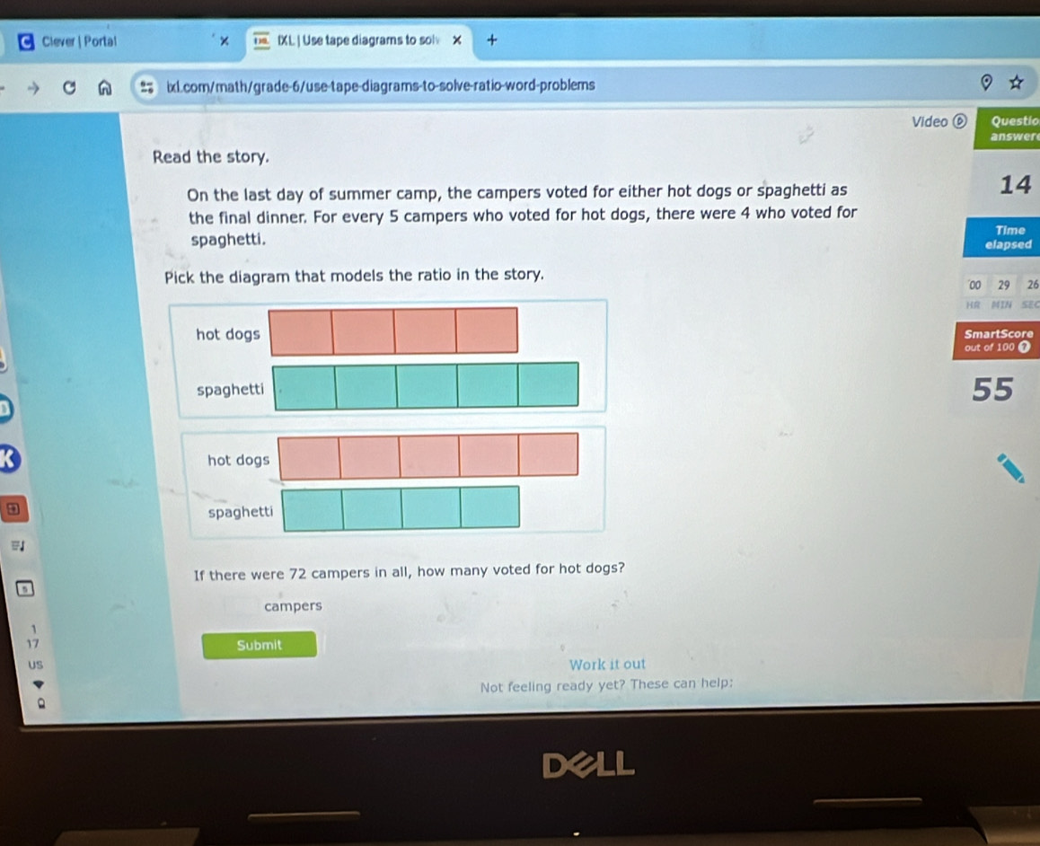 Solved: Clever | Portal × IXL | Use tape diagrams to sol ixl.com/math ...