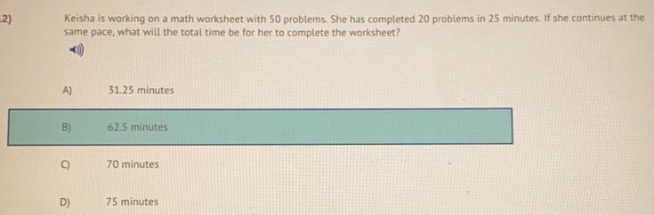 Solved: Keisha is working on a math worksheet with 50 problems. She has ...