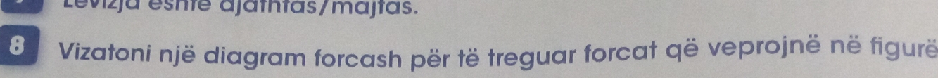 Levizja esnte ajathtas/majtas. 
8 Vizatoni një diagram forcash për të treguar forcat që veprojnë në figurë