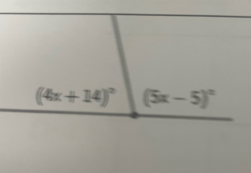 (4x+14)^circ  (5x-5)^circ 