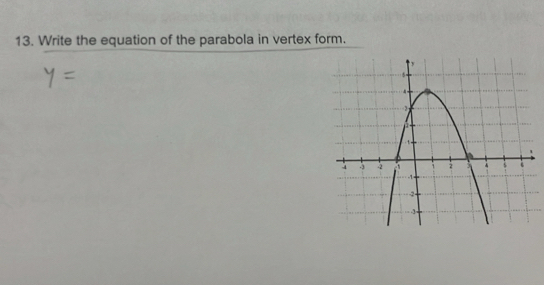 Write the equation of the parabola in vertex form.