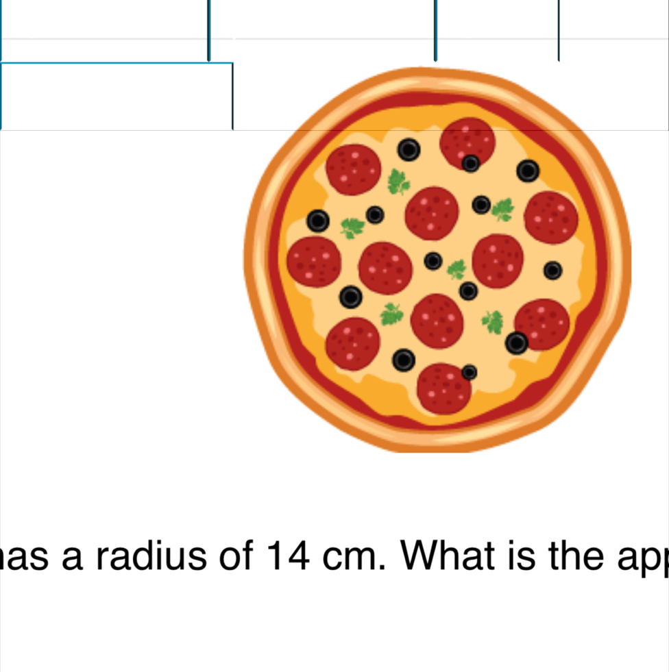 as a radius of 14 cm. What is the app