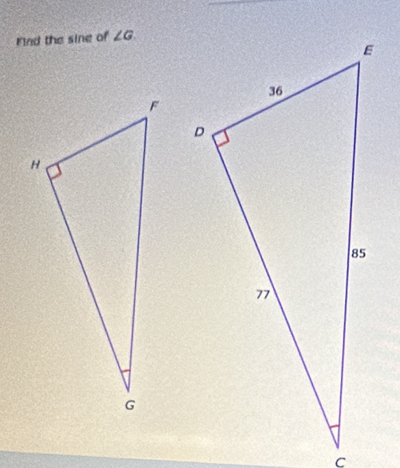 nd the sine of ∠ G.