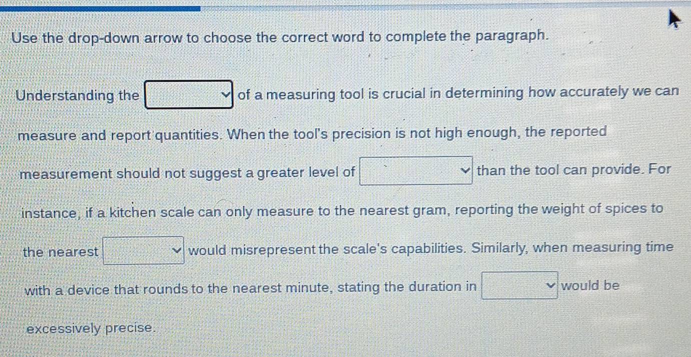 Solved: Use the drop-down arrow to choose the correct word to complete ...