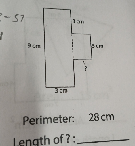 Perimeter: 28 cm
Length of ? :_