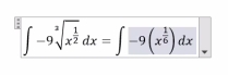 ∈t -9sqrt[2](x^(frac 1)2)dx=∈t -9(x^(frac 1)6)dx