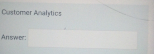 Customer Analytics 
Answer: □