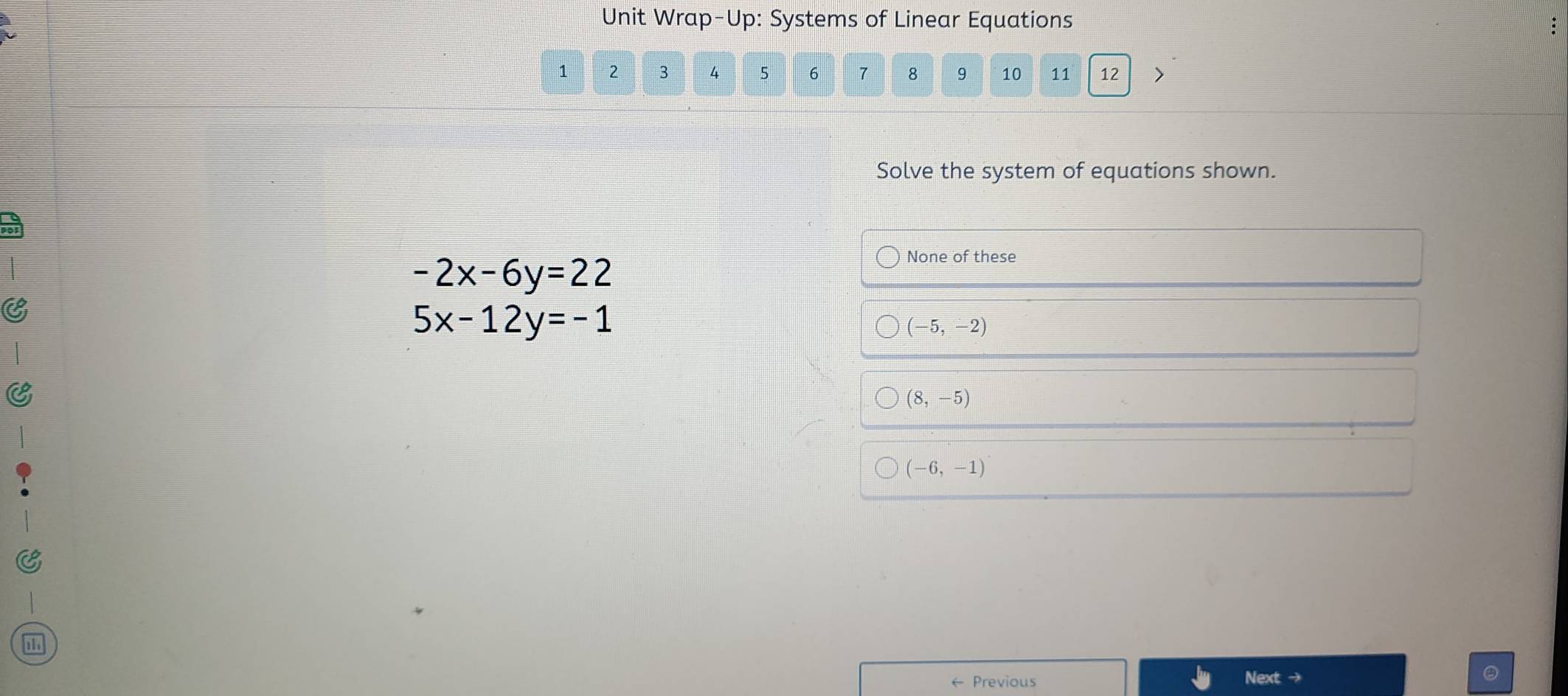 Solved: Unit Wrap-Up: Systems of Linear Equations 1 2 3 4 5 6 7 8 9 10 ...