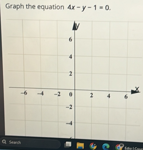 Graph the equation 4x-y-1=0.
x
Édio É Cau