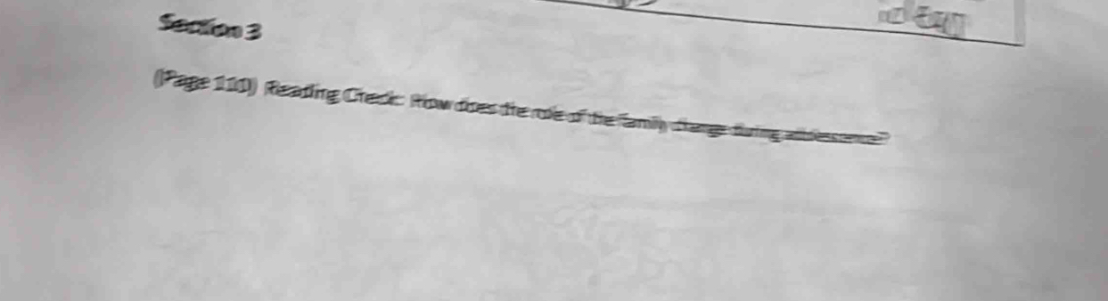 Secton 3 
(Page 110) Reading Creck: Row does the roe of the family thange during a