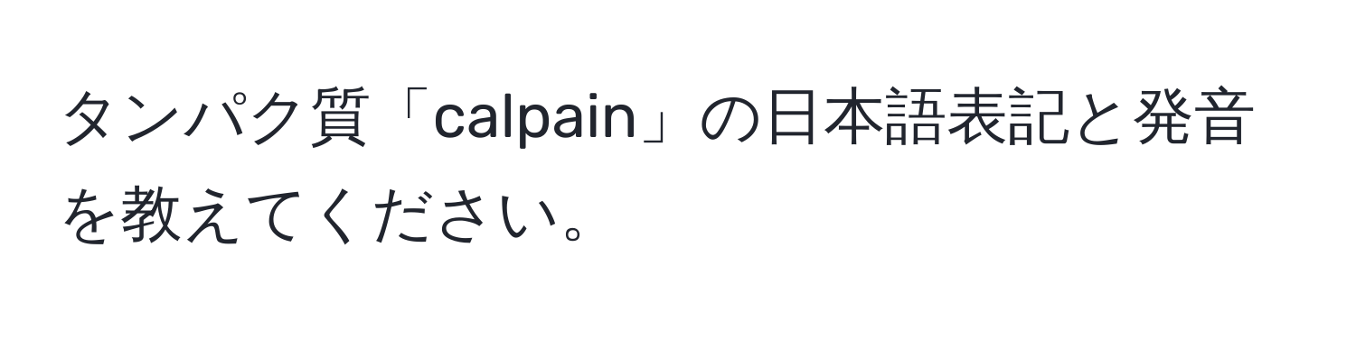 タンパク質「calpain」の日本語表記と発音を教えてください。