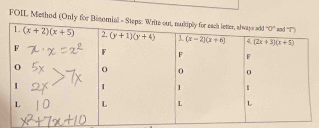 FOIL Method (Only for Binom