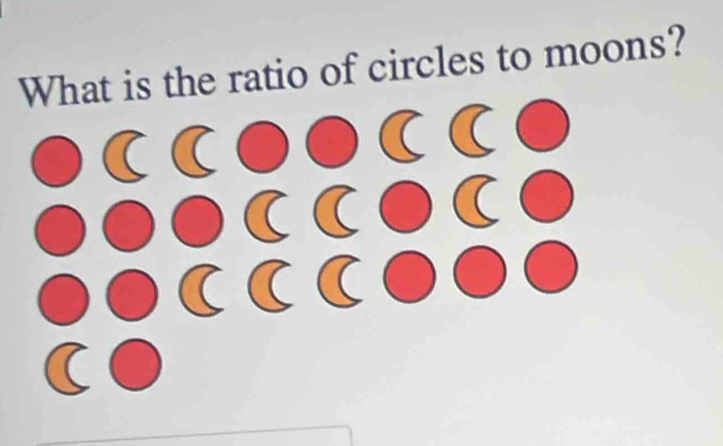 What is the ratio of circles to moons? 
●((●●((● 
)●((●(● 
●((●●