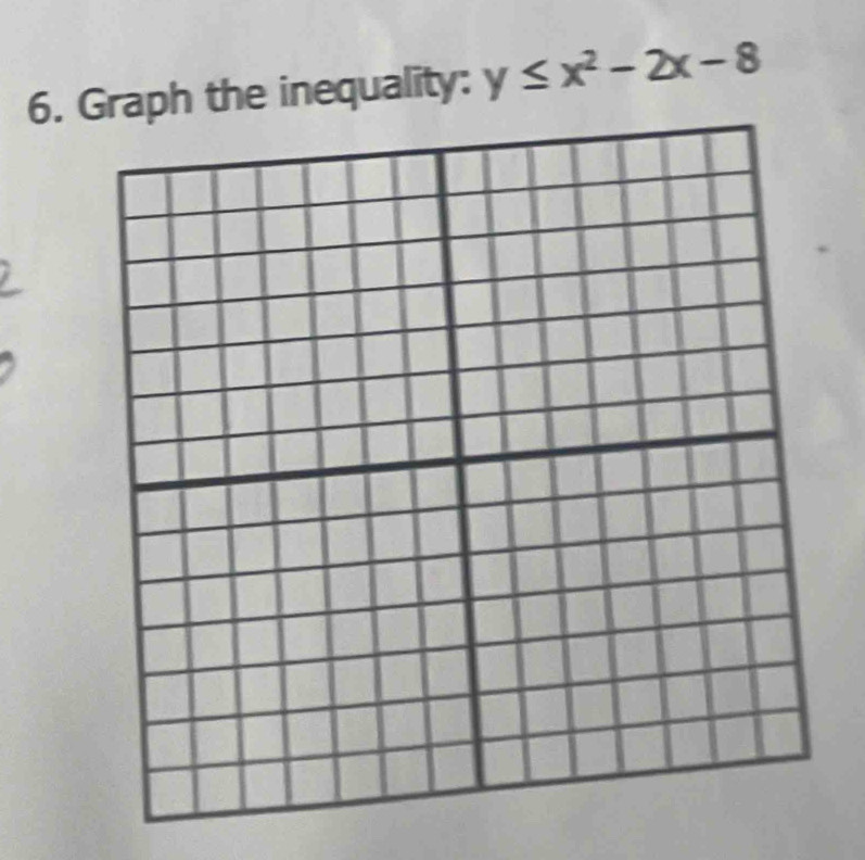 Graph the inequality: y≤ x^2-2x-8