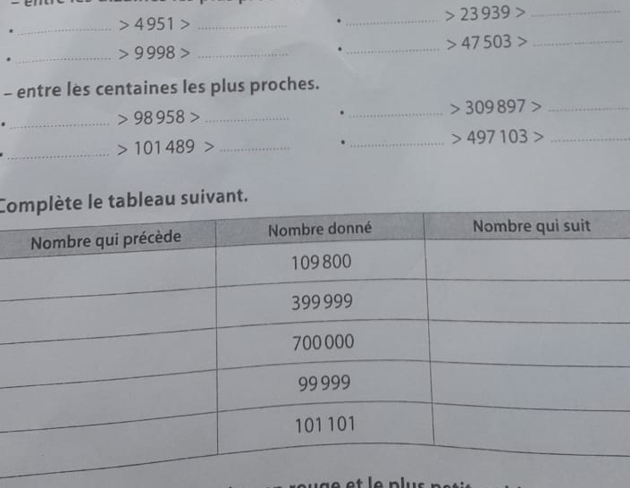 4951> _ 
_ 23939> _ 
. 
. 
_ 9998> _ 
_ 47503> _ 
- entre les centaines les plus proches. 
_ 309897> _ 
. 
_ 98958> _ 
_ 101489> _ 
_ 497103> _ 
Co suivant.