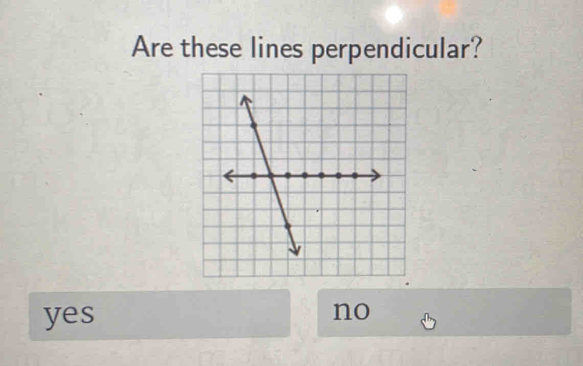 Are these lines perpendicular?
yes
no