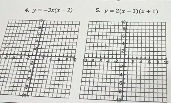 y=-3x(x-2) 5. y=2(x-3)(x+1)
0
10