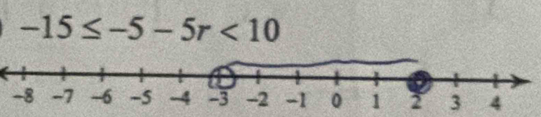 -15≤ -5-5r<10</tex>