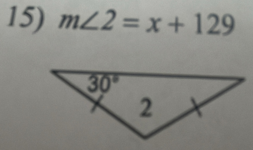 m∠ 2=x+129