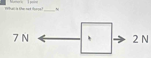 Numeric 1 point
What is the net force?_ N
7 N 2 N