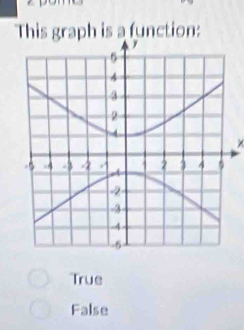 This graph is a function:
True
False