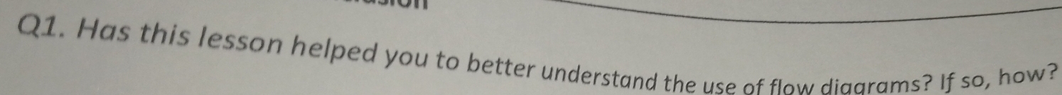 Has this lesson helped you to better understand the use of flow diaarams? If so, how?