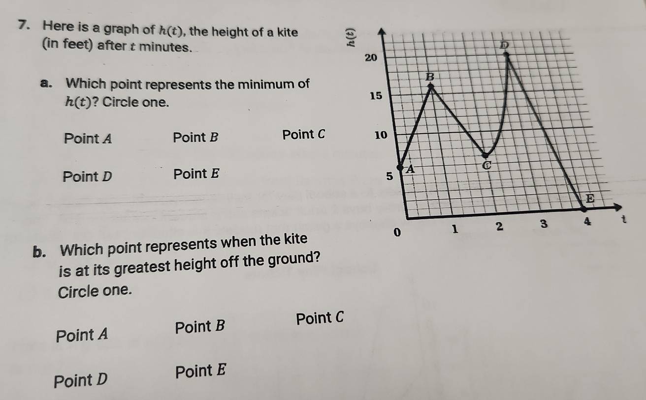 Solved: Here is a graph of h(t) , the height of a kite (in feet) after ...