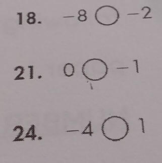 -8bigcirc -2
21.0bigcirc -1
24. -4bigcirc 1