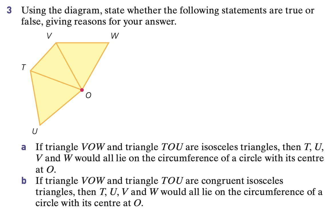 Solved: Using the diagram, state whether the following statements are ...