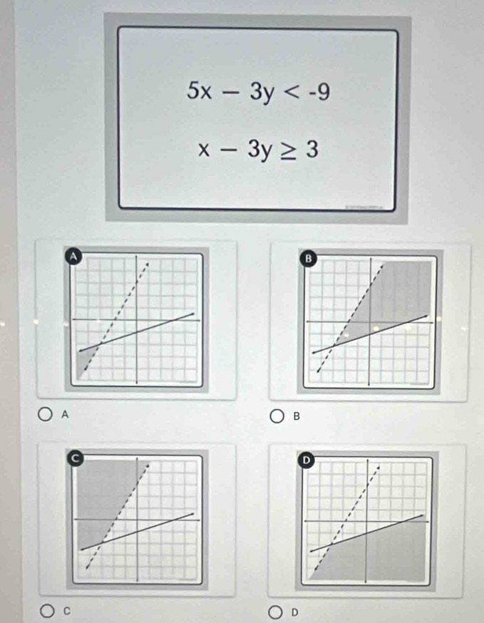 5x-3y
x-3y≥ 3
A
B
C
D