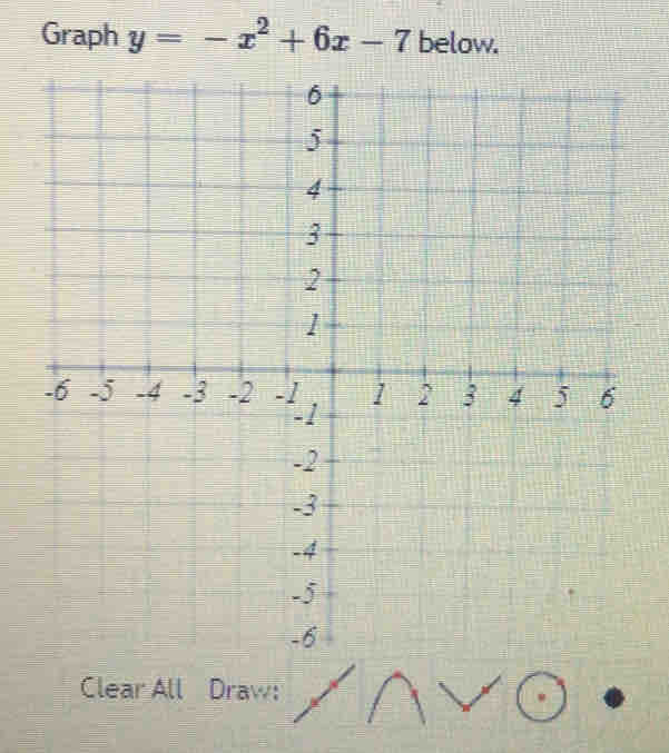 Graph y=-x^2+6x-7 below. 
Clear All Draw: