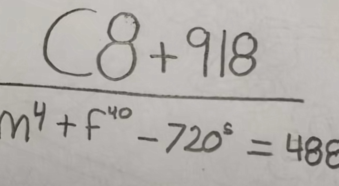  (C8+918)/m^4+F^(10)-720^2=480 